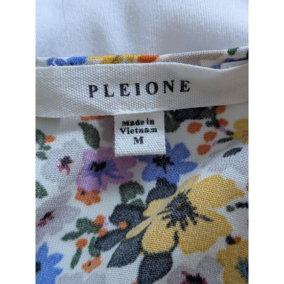 Pleione Anthropologie Women M Multicolor Floral Smocked Boho Blouse Cottagecore - Picture 3 of 14